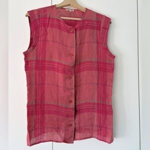 Armani Women’s’ Pink Plaid Linen Sleeveless Top 46/12